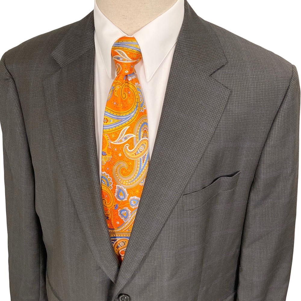 Brooks Brothers 346 Blazer Mens 43R Gray Blue Houndstooth Wool